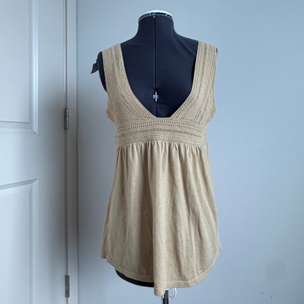 Vintage Theory Crochet‎ Knit Babydoll Top Size Medium